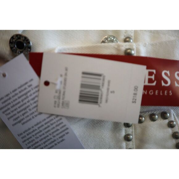 Guess Women's Sz S Kikoi Flower White Cara Floral Studded Denim Jacket - Picture 10 of 14